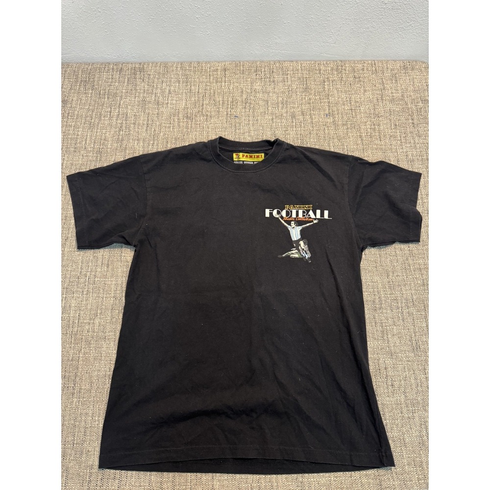 Pull & Bear T-Shirt Mens S Black Panini Football Short Sleeve Casual Performance